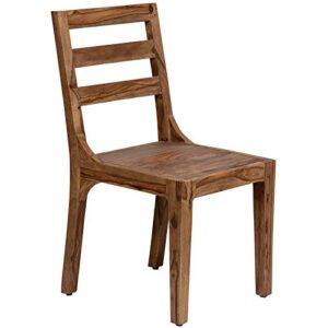 hawthorne collections 18" modern solid sheesham wood dining chair in mahogany