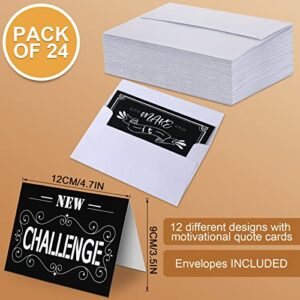 Outus 24 Set Motivational Cards with Envelopes, Inspirational Greeting Note Card, Graduation Cards with Envelopes and Stickers for Teacher Students, Birthday Party Classroom School Supplies