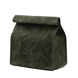 kaaltisy waxed canvas lunch bags work lunch box eco-friendly reusable lunch bag with hook and loop closure, green, soft handfeel