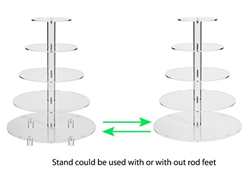 Jusalpha 5 Tier Round Cupcake Stand With Light– Premium Cupcake Holder – Acrylic Cupcake Tower With LED Light – Ideal for Weddings Birthday Parties, Candy Bar Decor 5RFs (5 Tier- Battery Power)