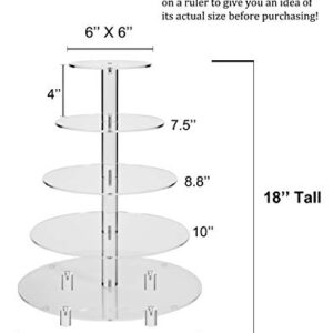 Jusalpha 5 Tier Round Cupcake Stand With Light– Premium Cupcake Holder – Acrylic Cupcake Tower With LED Light – Ideal for Weddings Birthday Parties, Candy Bar Decor 5RFs (5 Tier- Battery Power)