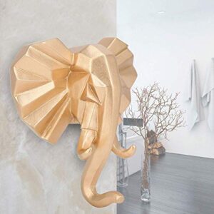 yosoo elephant hook wall hanger, gold resin hook unique elephant head design, coat hat hook european style animal shaped decorative gift for bathroom