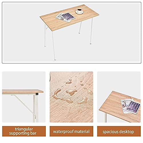 Small Computer Desk Study Writing Table for Home Office, I Shaped Black Modern Desk Office Laptop Desk Sturdy Work Table PC Wood Computer Table Gaming Desk with Black Metal Frame - 39.4L* 18.9W* 29.1H