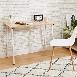 Small Computer Desk Study Writing Table for Home Office, I Shaped Black Modern Desk Office Laptop Desk Sturdy Work Table PC Wood Computer Table Gaming Desk with Black Metal Frame - 39.4L* 18.9W* 29.1H