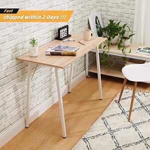 Small Computer Desk Study Writing Table for Home Office, I Shaped Black Modern Desk Office Laptop Desk Sturdy Work Table PC Wood Computer Table Gaming Desk with Black Metal Frame - 39.4L* 18.9W* 29.1H