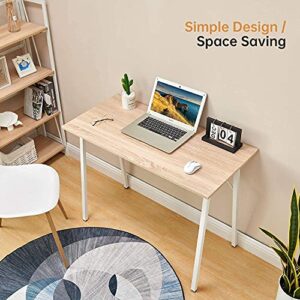 Small Computer Desk Study Writing Table for Home Office, I Shaped Black Modern Desk Office Laptop Desk Sturdy Work Table PC Wood Computer Table Gaming Desk with Black Metal Frame - 39.4L* 18.9W* 29.1H