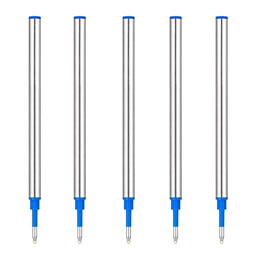 HeTaoCat Gel Rollerball Pen Refills, Roller Ball Fine Point 0.5mm, Black Ink Refill Pack of 5 - Replaceable Ballpoint Pen Refills Medium Point (Blue)