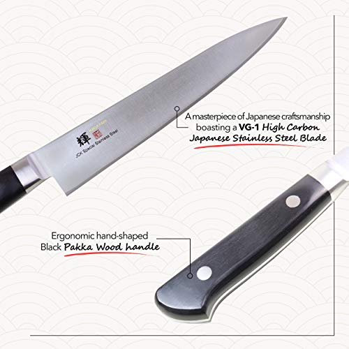 JCK ORIGINAL Kagayaki Japanese Chef’s Knife, KG-2ES Professional Petty Knife, VG-1 High Carbon Japanese Stainless Steel Pro Kitchen Knife with Ergonomic Pakka Wood Handle, 5.9 inch