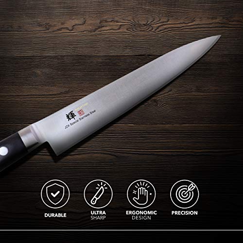 JCK ORIGINAL Kagayaki Japanese Chef’s Knife, KG-2ES Professional Petty Knife, VG-1 High Carbon Japanese Stainless Steel Pro Kitchen Knife with Ergonomic Pakka Wood Handle, 5.9 inch