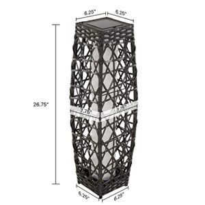 Grand patio Outdoor Solar-Powered Woven Resin Wicker Floor Lamp for Deck, Garden, Lawn, Driveway, Pool, Porch- Medium Cindy, Silver Gray