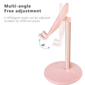 Adjustable Cell Phone Stand for Desk, Hands-Free Cell Phone Holder (Pink)