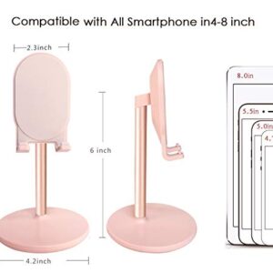 Adjustable Cell Phone Stand for Desk, Hands-Free Cell Phone Holder (Pink)