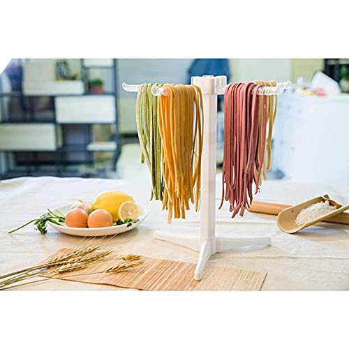 Pasta Drying Rack with 10 Bar Handles, Collapsible Household Noodle Dryer Rack Hanger (6 Bars, White)