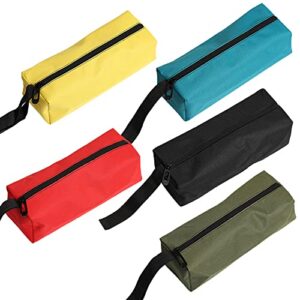 5 pack canvas zipper pouch, multipurpose zipper tool bag, versatile hand tool pouch tote bag, heavy duty tool zipper organizer storage bag, tools gifts for diy handyman dad (5 color assorted)