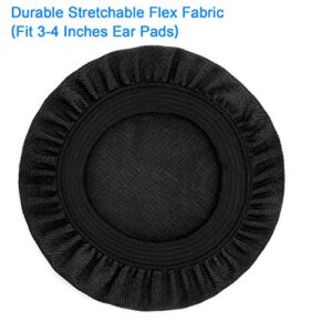 Jecobb Flex Fabric Earpads Cover Protectors with Stretchable and Washable Lycra for Beats Studio 3/2 Bose QC35 25 15 and Other Headphones with 3-4 Inch Ear Cushions [ 2 Pairs ] (Black)