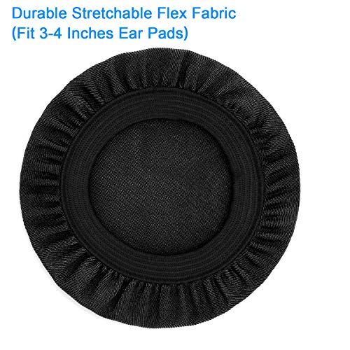 Jecobb Flex Fabric Earpads Cover Protectors with Stretchable and Washable Lycra for Beats Studio 3/2 Bose QC35 25 15 and Other Headphones with 3-4 Inch Ear Cushions [ 2 Pairs ] (Black)