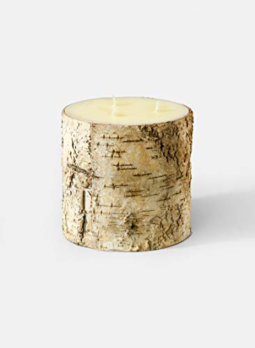 Serene Spaces Living Birch Bark Candle – Pillar Style Candle Brings Nature Indoors, Ideal for Weddings, Parties, Events, Restaurants, Home Decor, 6" in Diameter & 6" Tall