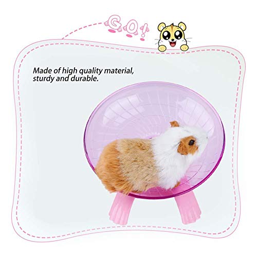 Hamster Wheel Toys, Wheel Running Plastic Disc for Hamsters Flying Saucer Hamster Silent Spinner Exercise Roller for Small Animal Gerbil Mice Guinea Pig (Pink)