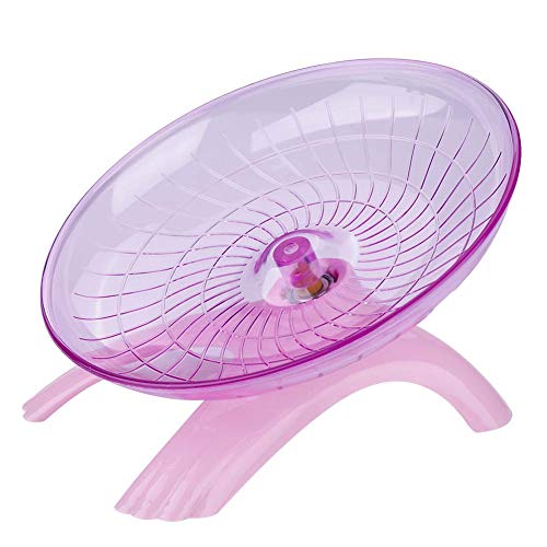 Hamster Wheel Toys, Wheel Running Plastic Disc for Hamsters Flying Saucer Hamster Silent Spinner Exercise Roller for Small Animal Gerbil Mice Guinea Pig (Pink)