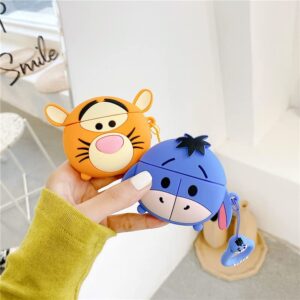 Cute AirPod Case Cover for Apple AirPods 1 2 with Loop Soft Silicone Winnie The Pooh Tigger Orange Tiger 3D Cartoon Cute Lovely Chic Adorable Kids Girls Boys Son Daughter