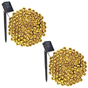 solar string lights christmas lights 100-led 39ft 8-lighting modes, waterproof, fairy lights for garden, patio, fence, holiday, party, balcony decorations (2 pack, warm white)