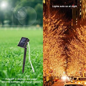 Solar String Lights Christmas Lights 100-LED 39ft 8-Lighting Modes, Waterproof, Fairy Lights for Garden, Patio, Fence, Holiday, Party, Balcony Decorations (2 Pack, Warm White)