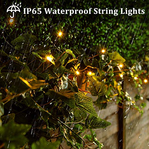 Solar String Lights Christmas Lights 100-LED 39ft 8-Lighting Modes, Waterproof, Fairy Lights for Garden, Patio, Fence, Holiday, Party, Balcony Decorations (2 Pack, Warm White)