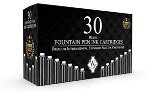 wordsworth & black fountain pen ink refills - set of 30 black ink cartridges - international standard size - length appr 2.04 inch - base diameter appr 0.24 inch - disposable and generic