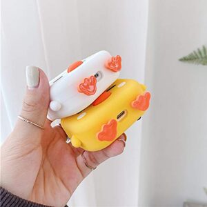 LUVI for AirPods Pro Case Cute Cartoon Lovely Duck Chicken Soft Rubber Silicone Flexible 3D Cover with Hand Strap Support Wireless Charging Luxury Fashion Skin for AirPods Pro 2019 Yellow