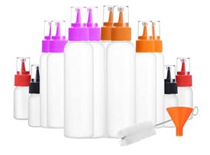 haohan squeeze writer bottles set-12 squeeze cookie icing bottles, 1 cleaning brush, 1 funnel, applicator bottles-4 of each (1 oz, 2 oz, 4 oz) for cookie decorating, food coloring