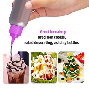 HAOHAN Squeeze Writer Bottles Set-12 Squeeze Cookie Icing Bottles, 1 Cleaning Brush, 1 Funnel, Applicator Bottles-4 of Each (1 Oz, 2 Oz, 4 Oz) for Cookie Decorating, Food Coloring