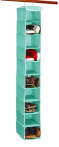 simple houseware 10 shelves hanging shoes organizer holder for closet w/ 10 pockets, turquoise