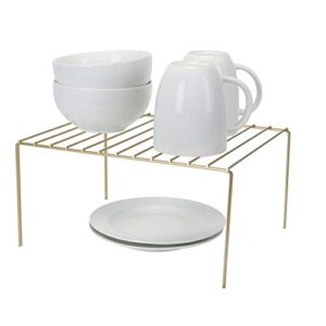 Kitchen Details Medium Helper Shelf | Cabinet & Countertop Organization | Plates & Dinnerware | Glasses | Maximize Space | Free Standing | Satin Gold