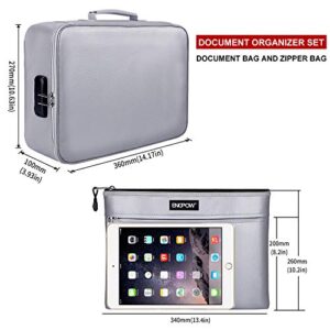 ENGPOW File Storage Bags,Fireproof Document Organizer Bag with Money Bag,Home Office Travel Safe Bag with Lock,Multi-Layer Portable Filing Storage for Important File Passport Certificates