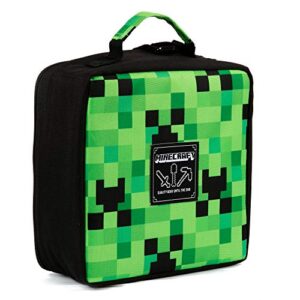 JINX Minecraft Creeper Fatigue Insulated Kids School Lunch Box, Green, 8.5" x 8.5" x 4"