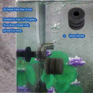 capetsma Nano Aquarium Filter Sponge Fish Tank Filter, Ultra Quiet Sponge Filter Worked with Aquarium Air Pump, Include Spare Sponge and Bio Balls.