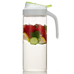 Karafu Water Pitcher with Lid & Airtight Locking Spout 50 Oz, Heat Resistance Glass Carafe for Water Coffee Tea & Other Beverages