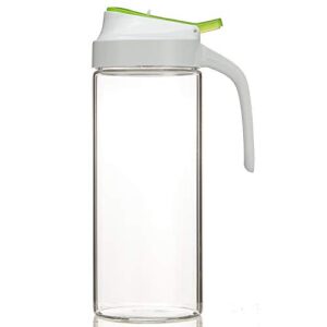 Karafu Water Pitcher with Lid & Airtight Locking Spout 50 Oz, Heat Resistance Glass Carafe for Water Coffee Tea & Other Beverages