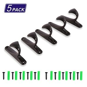 KERYUM(5-Pack) Heavy Mounted Single Wall Hooks, Backpack Hooks, Entryway Hooks,Towels Hooks, Patios Hooks,Coat Hooks (Matching Screws & Plastic Anchors Included) (Flat Black)