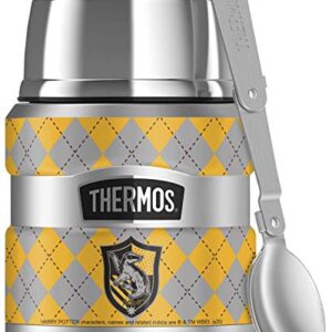 THERMOS Harry Potter Hufflepuff Plaid Sigil, STAINLESS KING Stainless Steel Food Jar with Folding Spoon, Vacuum insulated & Double Wall, 16oz