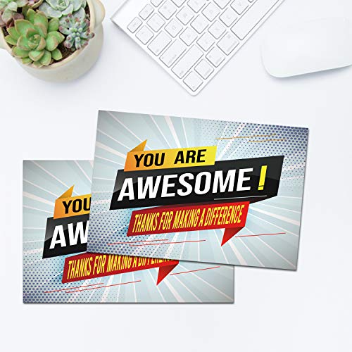 50 You Are Awesome Postcards, Kudos Appreciation Thank You Note Cards, Appreciation Mini Note Cards, Inspirational, Motivational, Encouragement Kindness Notes to Show Gratitude in Style.