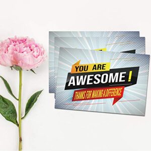 50 You Are Awesome Postcards, Kudos Appreciation Thank You Note Cards, Appreciation Mini Note Cards, Inspirational, Motivational, Encouragement Kindness Notes to Show Gratitude in Style.