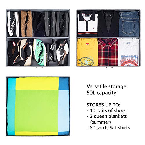 storageLAB Underbed Storage Containers, Storage Bin for Clothes, Blankets, Shoes and Pillows (1 Piece with Wheels)