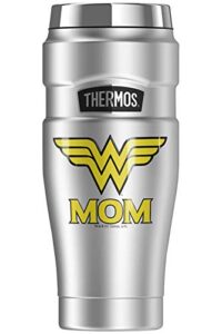 thermos wonder woman wonder mom logo, stainless king stainless steel travel tumbler, vacuum insulated & double wall, 16oz