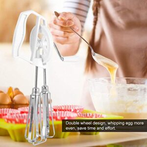 Manual Egg Blender Stainless Steel ABS Handheld Manual Egg Blender Mixer Beater Home Kitchen Cooking Tool White