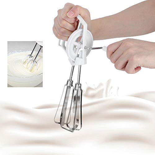 Manual Egg Blender Stainless Steel ABS Handheld Manual Egg Blender Mixer Beater Home Kitchen Cooking Tool White