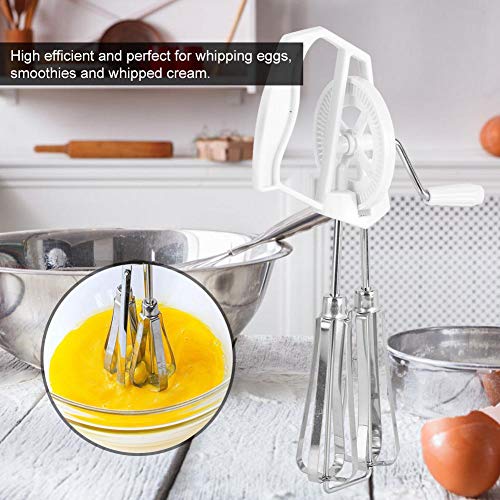 Manual Egg Blender Stainless Steel ABS Handheld Manual Egg Blender Mixer Beater Home Kitchen Cooking Tool White