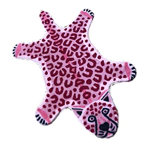 Leopard Print Rug Faux Animal Printed Cowhide Skin Rug Cheetah Area Rugs Carpet Cute Leopard Rugs for Playroom Livingroom, 43.2in L x 28.8in W / 2.4 x3.6 Feet (Pink)