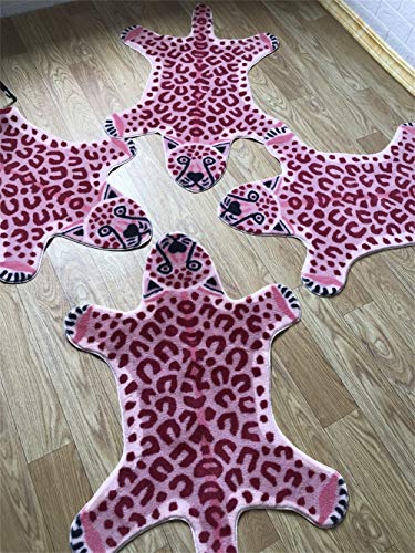 Leopard Print Rug Faux Animal Printed Cowhide Skin Rug Cheetah Area Rugs Carpet Cute Leopard Rugs for Playroom Livingroom, 43.2in L x 28.8in W / 2.4 x3.6 Feet (Pink)