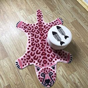 Leopard Print Rug Faux Animal Printed Cowhide Skin Rug Cheetah Area Rugs Carpet Cute Leopard Rugs for Playroom Livingroom, 43.2in L x 28.8in W / 2.4 x3.6 Feet (Pink)